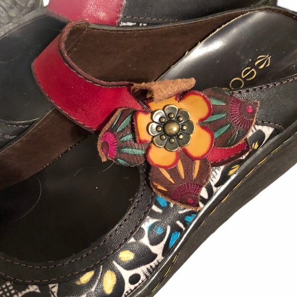 Socofy Hippie leather flower open back clogs size 38 Poshmark size 7-1/2-8 - Picture 4 of 10